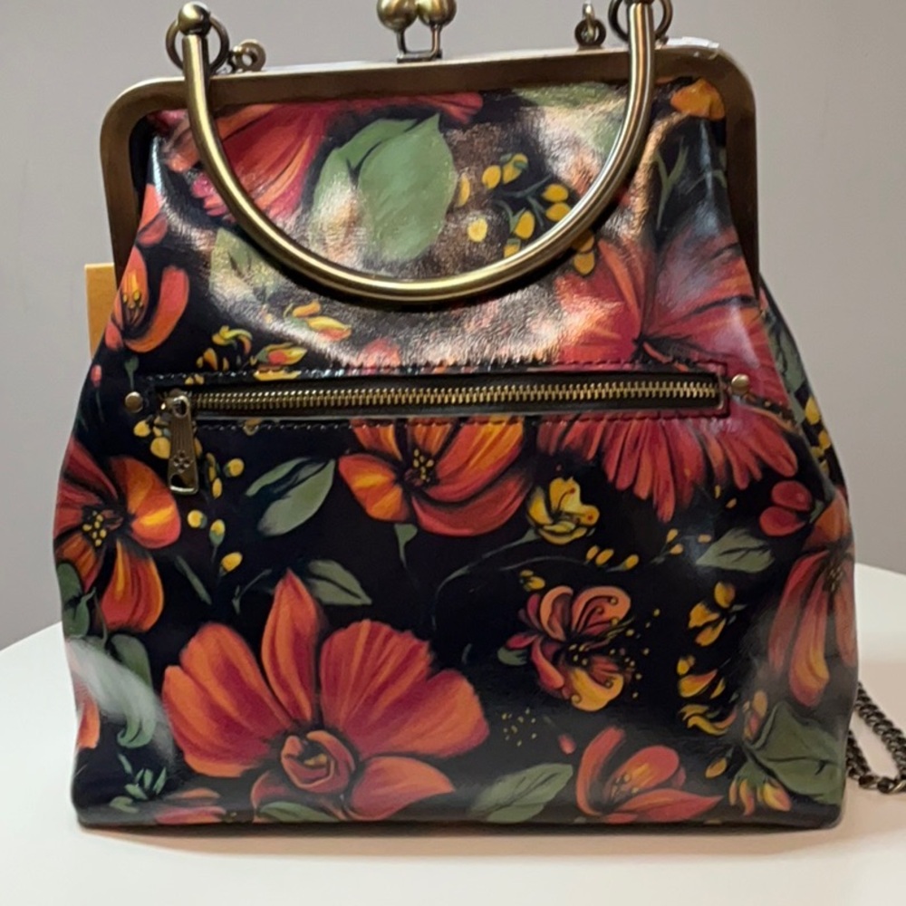 Patricia Nash Tropical Escape Kisslock Satchel Crossbody Floral Leather Bag NWT - Picture 4 of 16